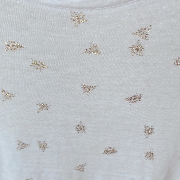 Tabitha Webb white linen t shirt with gold bee print, size L - Picture 4 of 6